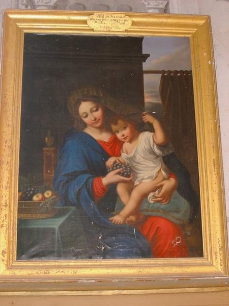 Tableau : Vierge à l'Enfant au raisin, cadre