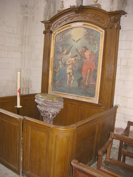 Retable et clôture des fonts baptismaux