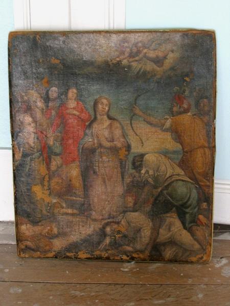 Tableau : Sainte Ursule (?), archers (conservé à la mairie de Mussy-sur-Seine)