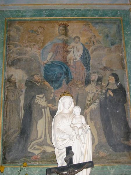 Tableau : Vierge à l'Enfant apparaissant à saint Dominique, saint François, sainte Thérèse et une donatrice