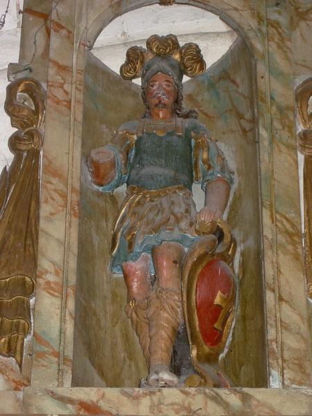 3 statues : Saint Maurice, saint évêque, sainte au livre