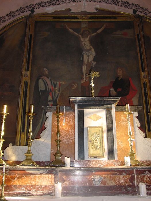 maître-autel, tableau : le Christ en croix entre saint Jean