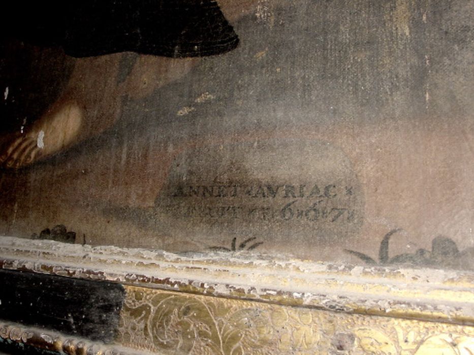 tableau : Christ en croix entre saint Jean (le), détail de la signature
