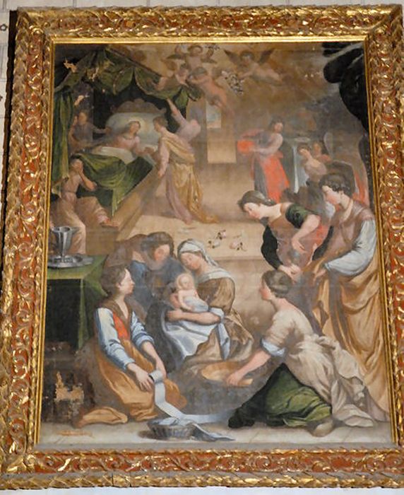 tableau : La Naissance de la Vierge, cadre - © Ministère de la Culture (France), Conservation des antiquités et des objets d’art de l’Aude – Tous droits réservés