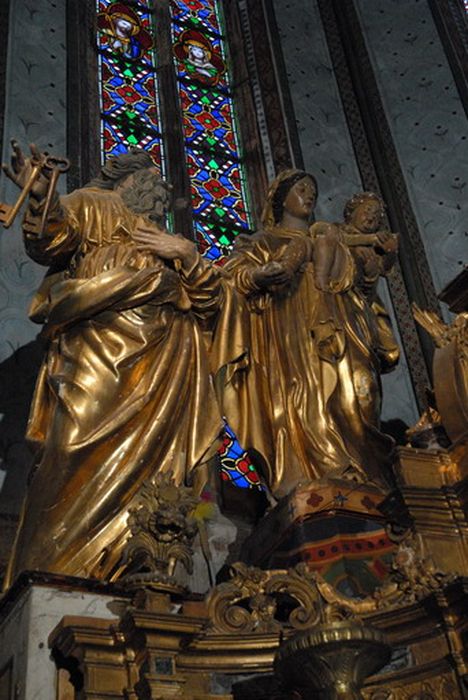 statues : Vierge à l'Enfant, Saint Pierre - © Ministère de la Culture (France), Conservation des antiquités et des objets d’art de l’Aude – Tous droits réservés 