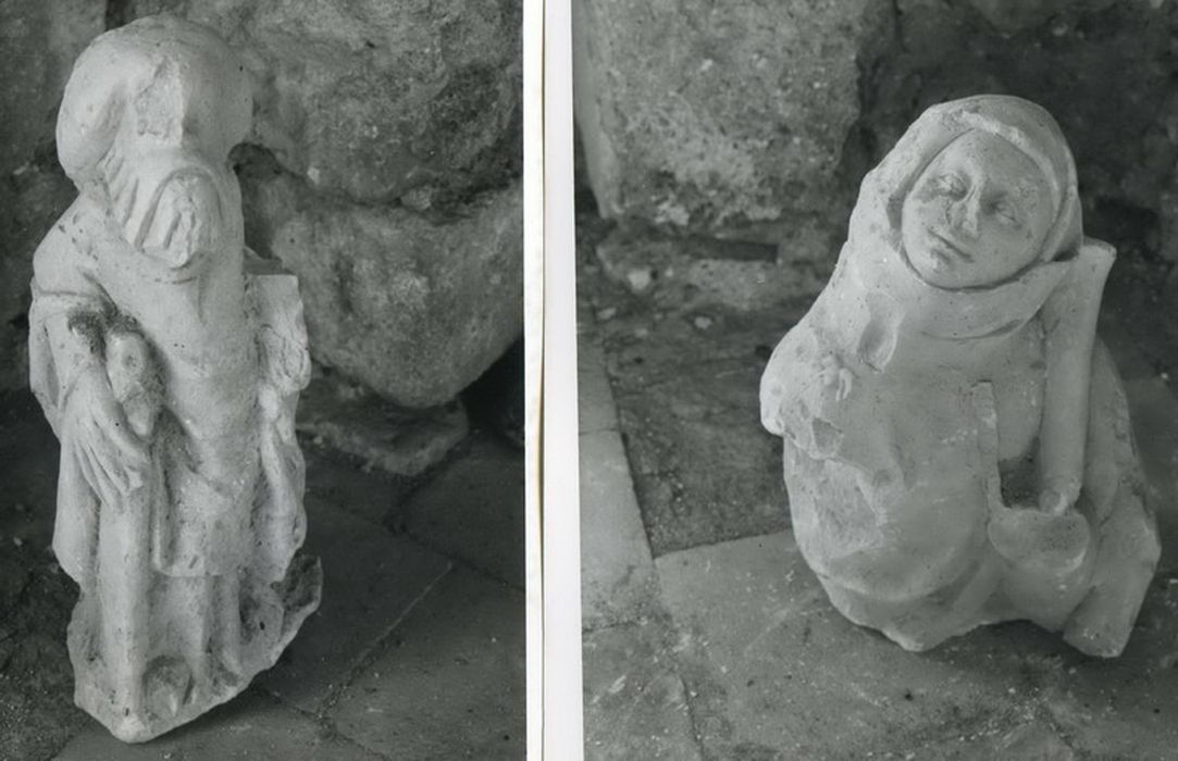 crèche, fragments de deux bergers