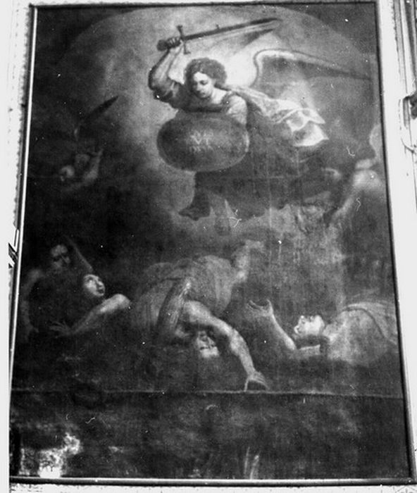 tableau : Saint Michel terrassant les démons - © Ministère de la Culture (France), Conservation des antiquités et des objets d’art de l’Aude – Tous droits réservés