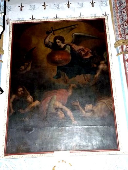 tableau : Saint Michel terrassant les démons - © Ministère de la Culture (France), Conservation des antiquités et des objets d’art de l’Aude – Tous droits réservés 