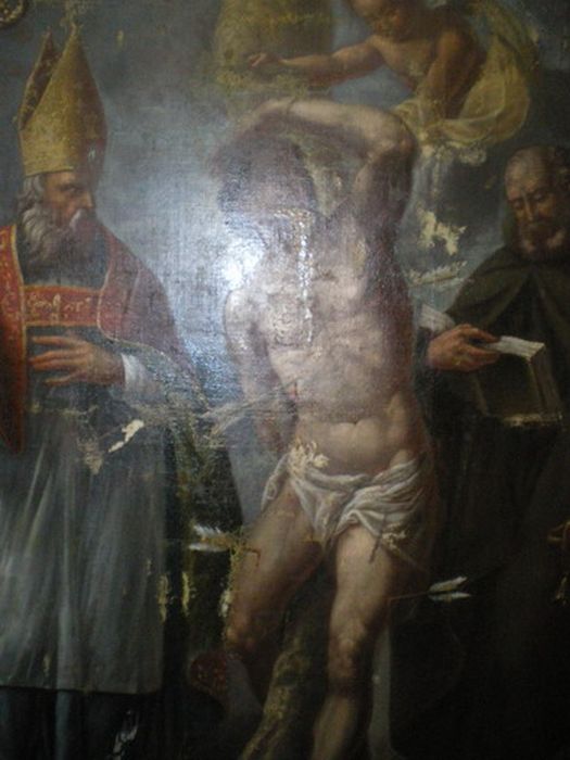 tableau : Saint Sébastien, saint Paul-Serge, saint Antoine ermite