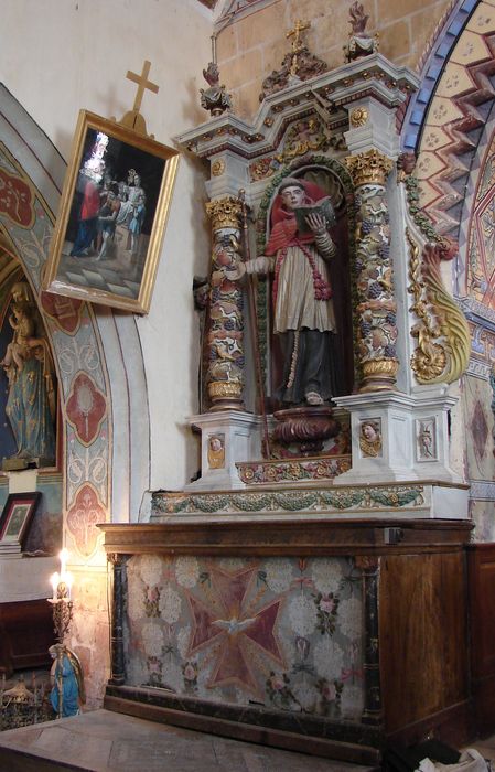 Autel latéral nord, retable et statue : Saint Bonaventure