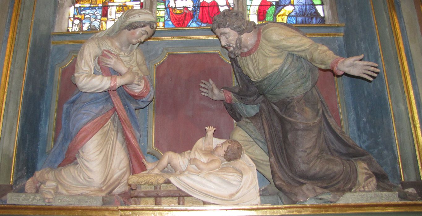 groupe sculpté : Sainte Famille - © Ministère de la Culture (France), Conservation des antiquités et des objets d’art du Calvados – Tous droits réservés 