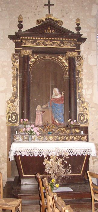 retable latéral nord et groupe sculpté : Éducation de la Vierge