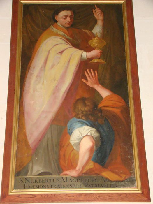 tableau : Saint Norbert foulant aux pieds l'hérétique Tanchelin