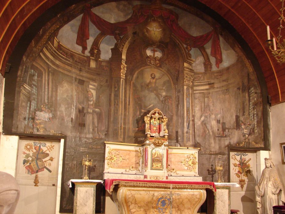 maître-autel, tabernacle, gradin, peinture monumentale : Résurrection (la)