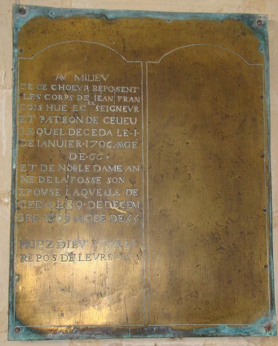 plaque funéraire de Jean François Hue