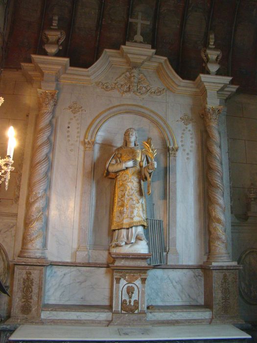 retable latéral sud, statue : Saint Laurent