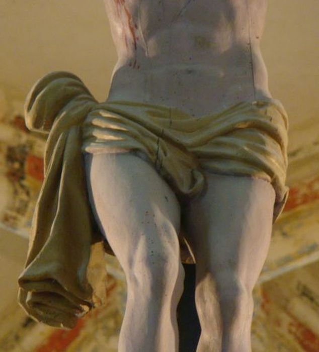 statue (poutre de gloire) : Christ en croix, détail