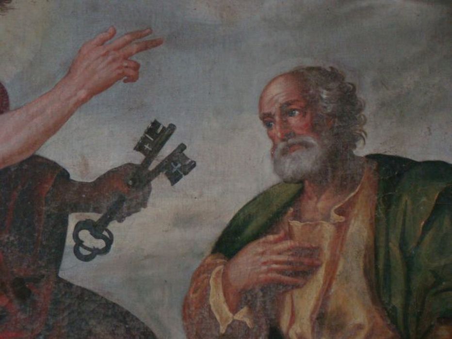 tableau : Donation des clés du ciel à Saint Pierre, détail