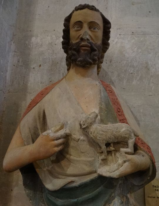 statue : saint Jean-Baptiste terrassant Hérode, vue partielle