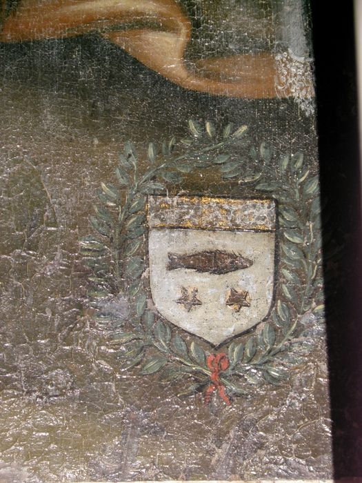 tableau : Adoration des bergers, détail des armoiries