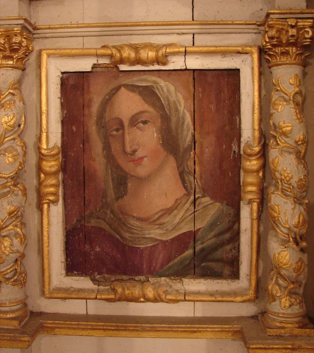 retable, détail d’un panneau peint : Vierge