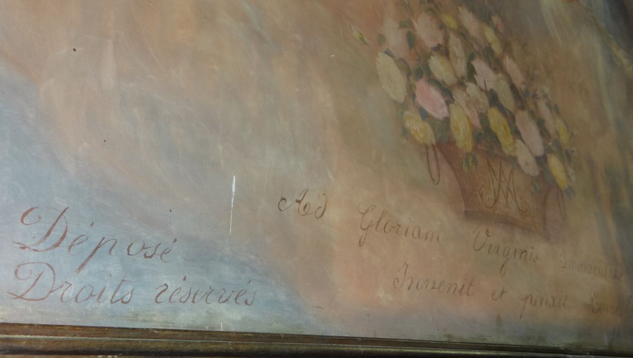 tableau : Immaculée Conception dite Notre-Dame de Tilly, détail de l’inscription
