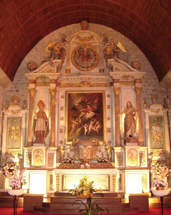 maître-autel, retable, tabernacle, tableau : Sainte Famille