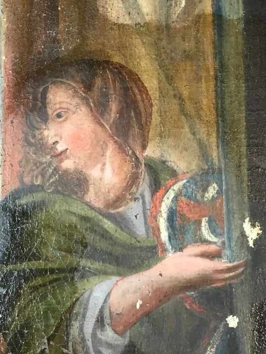 tableau : Saint Aubin ressuscitant un enfant, détail
