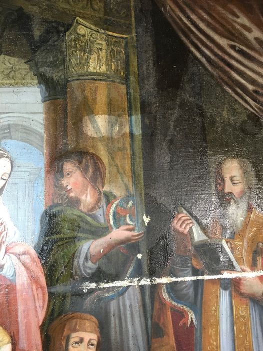 tableau : Saint Aubin ressuscitant un enfant, détail