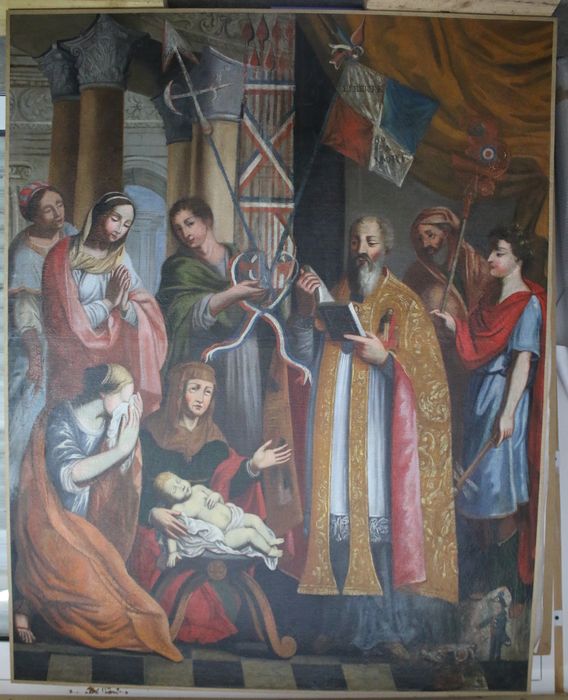 tableau : Saint Aubin ressuscitant un enfant