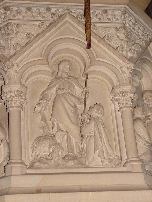 bas-relief : Berger au pied de Jésus