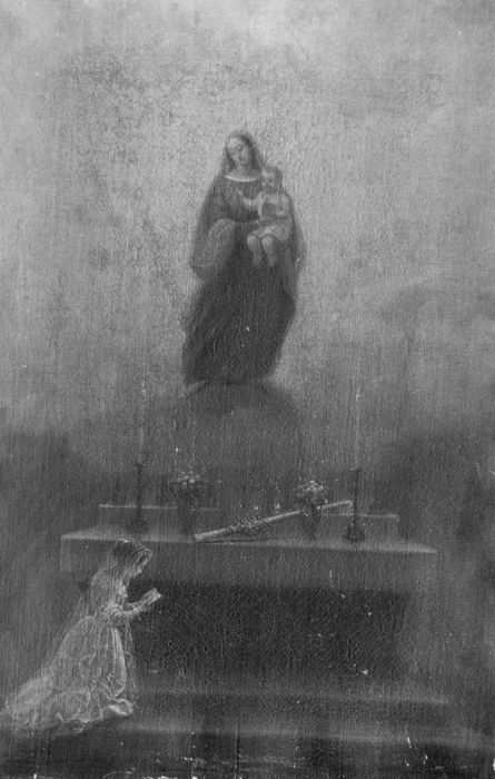 tableau ex-voto : Apparition de la Vierge à l'Enfant à une communiante
