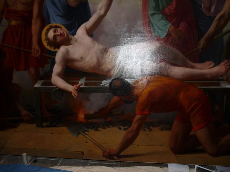 tableau : le Martyre de saint Laurent, détail