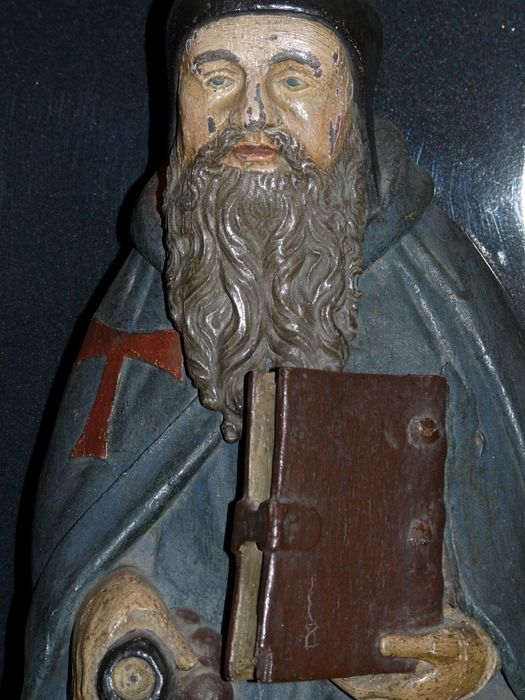 groupe sculpté : saint Antoine, vue partielle - © Ministère de la Culture (France), Conservation des antiquités et objets d'art du Cantal, tous droits réservés