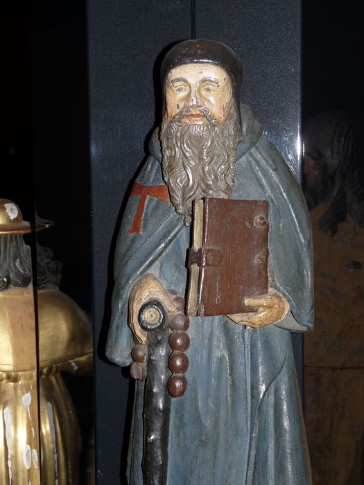 groupe sculpté : saint Antoine, vue partielle - © Ministère de la Culture (France), Conservation des antiquités et objets d'art du Cantal, tous droits réservés