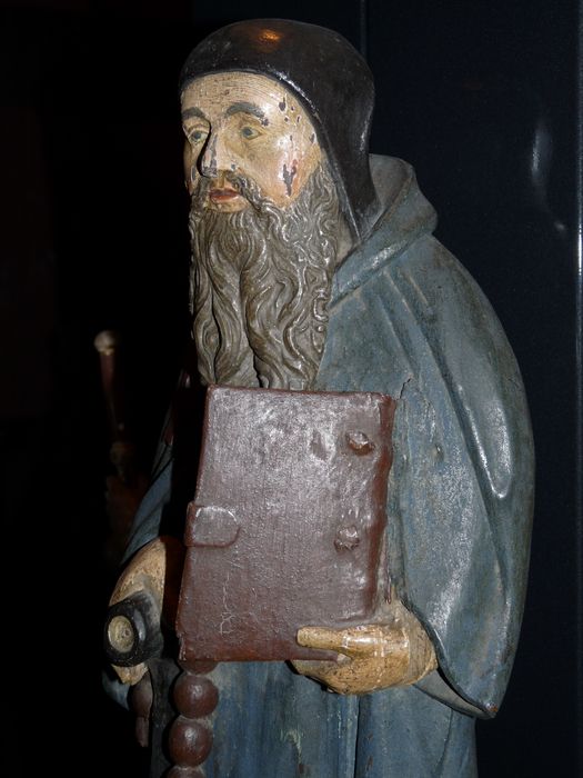 groupe sculpté : saint Antoine, vue partielle - © Ministère de la Culture (France), Conservation des antiquités et objets d'art du Cantal, tous droits réservés