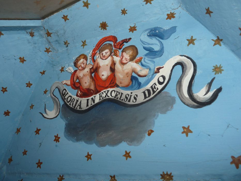 crèche de noël, détail du décor peint