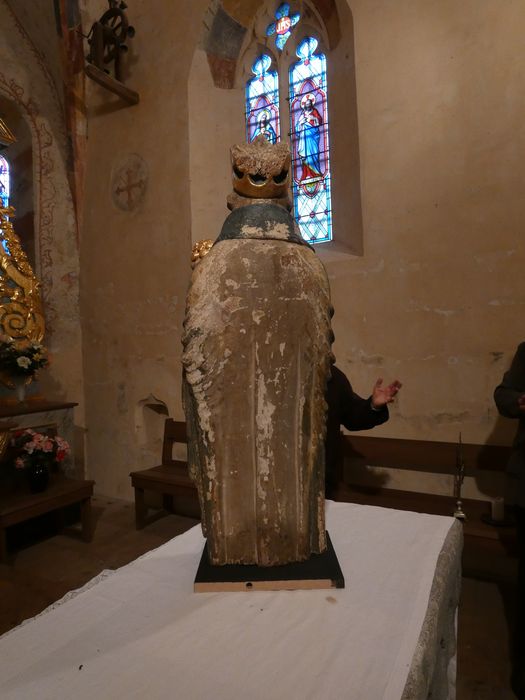 statue : Vierge à l'Enfant avec livre et encrier (Vierge à l'encrier), revers