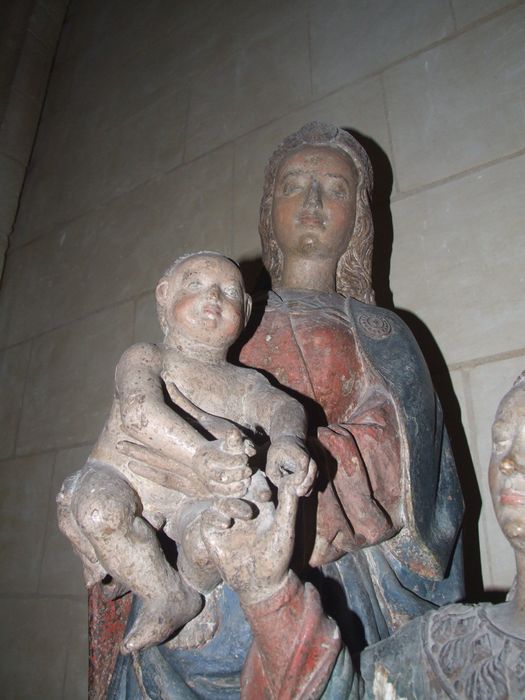 groupe sculpté : le Mariage mystique de sainte Catherine, vue partielle