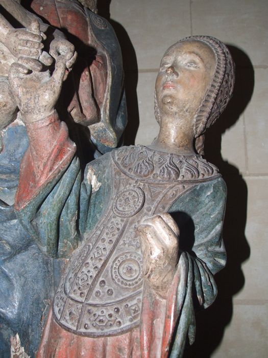 groupe sculpté : le Mariage mystique de sainte Catherine, vue partielle