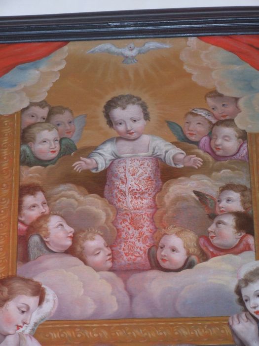 tableau : L'Enfant Jésus servi par les anges, détail