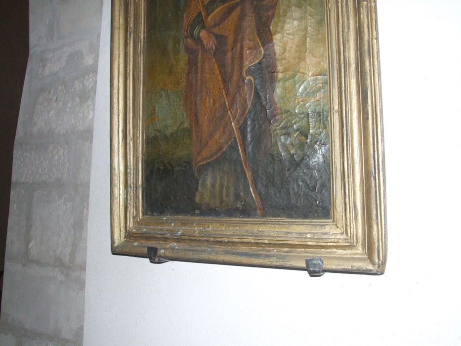 tableau : Evêque mitré, vue partielle