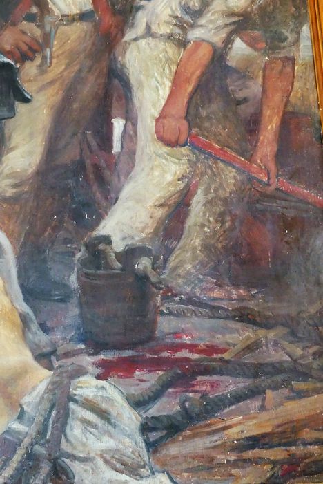 tableau et son cadre : Affaire des brûlots en rade de l'île d'Aix, détail