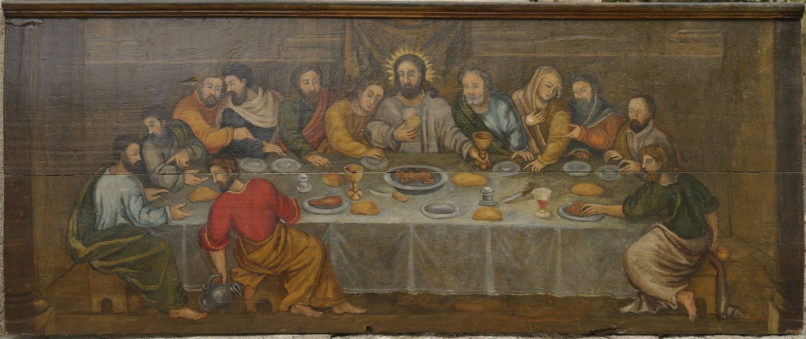 panneau de bois peint : la Cène - © Ministère de la Culture (France), Conservation des antiquités et des objets d'art du Cher, tous droits réservés 