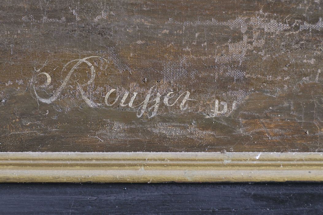 Tableau : L'Éducation de la Vierge, détail de la signature