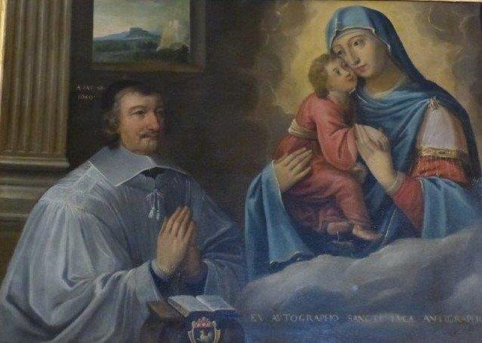 tableau : Chanoine en prière devant la Vierge à l'Enfant