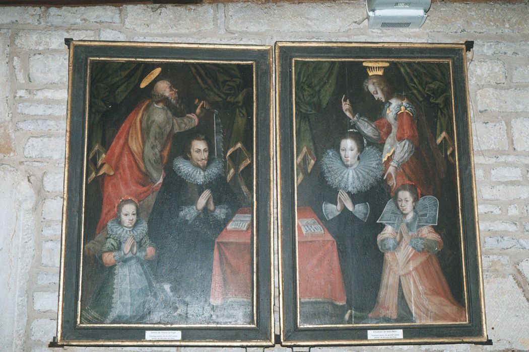 tableaux : portrait de Simon de Villers-la-Faye, ortrait d'Elisabeth de Vandrimon