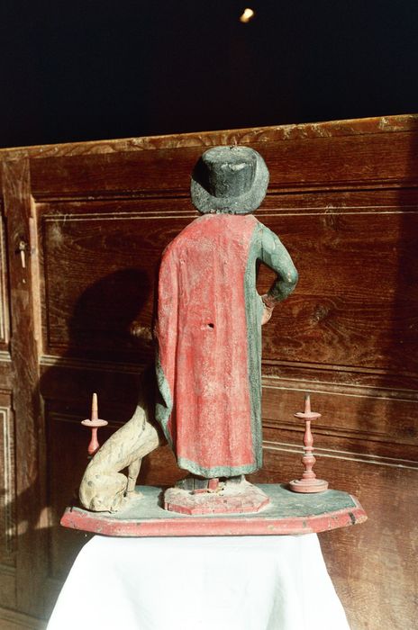 statue (statuette) de bâton de procession : Saint Roch, revers