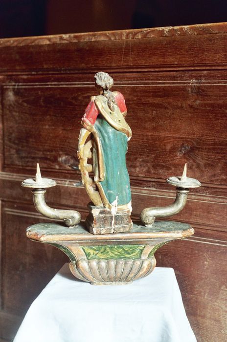statue (statuette) de bâton de procession : Sainte Catherine