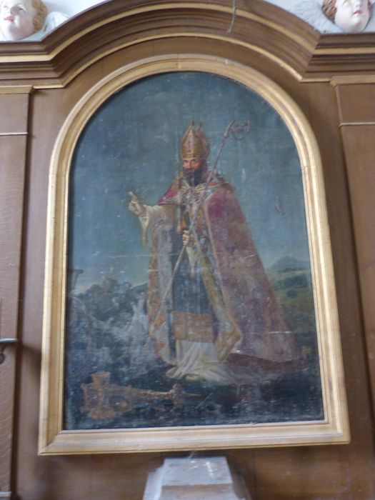 tableau et son cadre : Saint évêque - © Ministère de la Culture (France), Conservation des antiquités et des objets d’art de la Côte-d’Or – Tous droits réservés